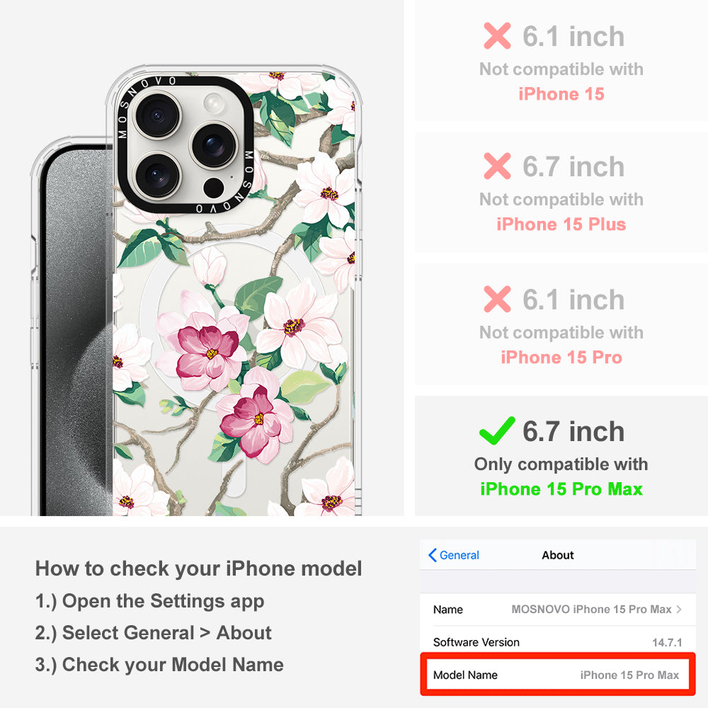 Magnolia Phone Case - iPhone 15 Pro Max Case - MOSNOVO