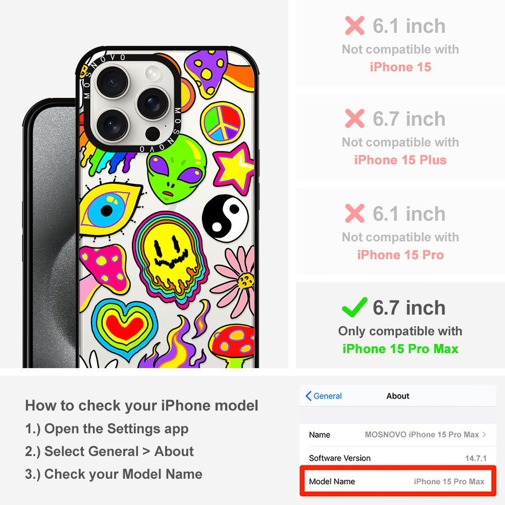 Hippie Rainbow Face Love Phone Case - iPhone 15 Pro Max Case - MOSNOVO