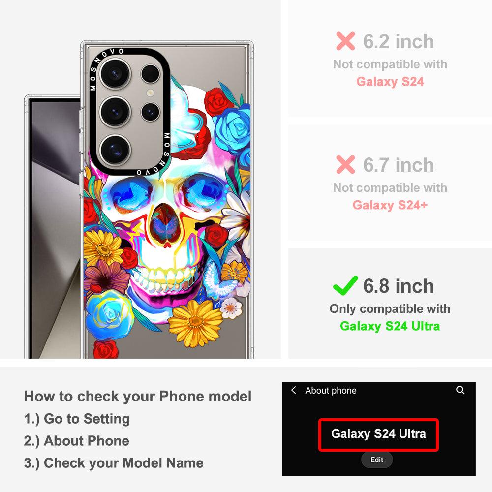 Sugar Flower Skull Phone Case - Samsung Galaxy S24 Ultra Case - MOSNOVO