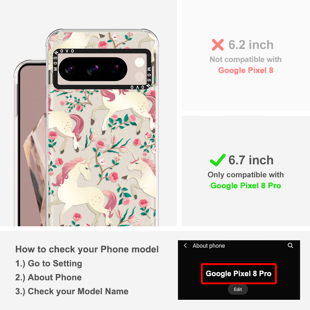 Unicorn with Floral Phone Case - Google Pixel 8 Pro Case - MOSNOVO