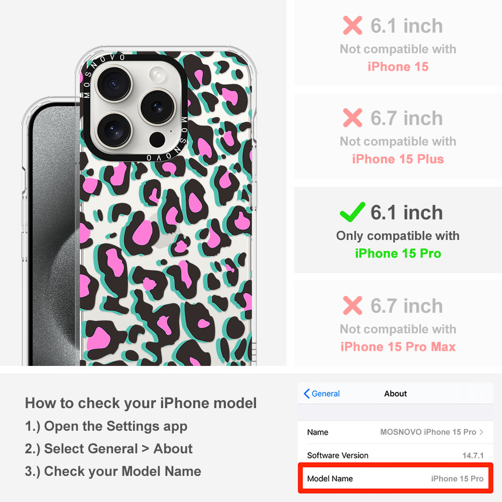 Hot Pink Leopard Print Phone Case - iPhone 15 Pro Case - MOSNOVO