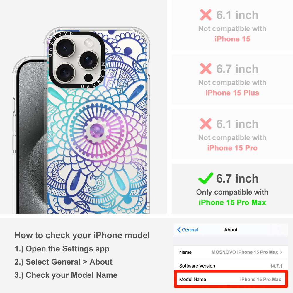 Violet Blue Mandala Phone Case - iPhone 15 Pro Max Case - MOSNOVO