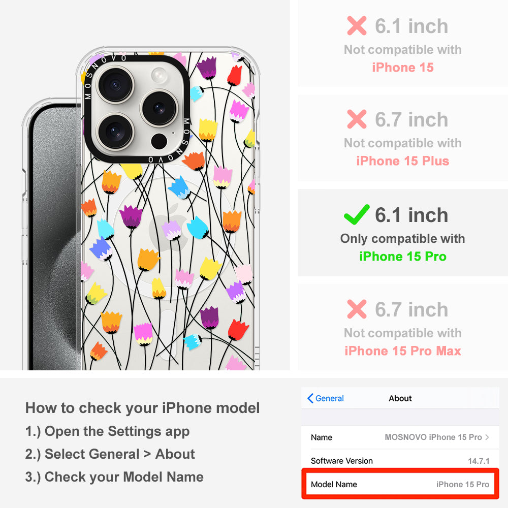 Tulips Bloom Floral Phone Case - iPhone 15 Pro Case - MOSNOVO