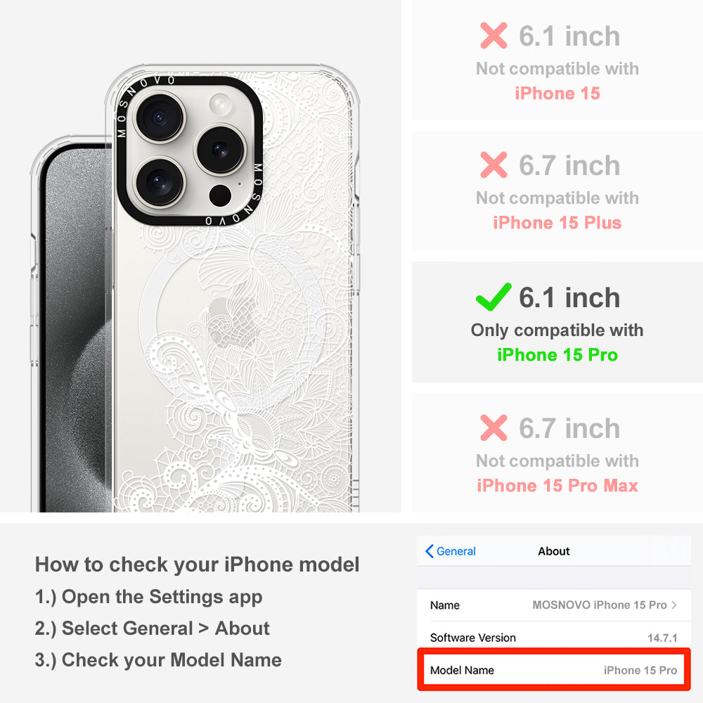 Lacy White Flower Phone Case - iPhone 15 Pro Case - MOSNOVO