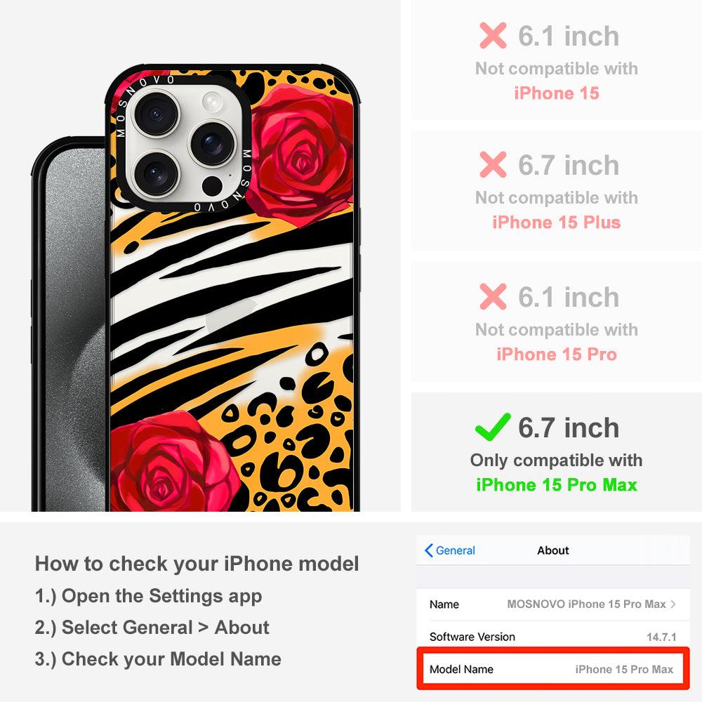 Wild Floral Leopard Phone Case - iPhone 15 Pro Max Case - MOSNOVO