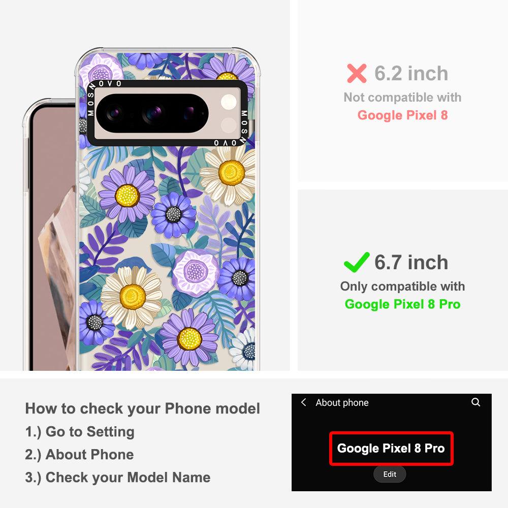 Purple Floral Phone Case - Google Pixel 8 Pro Case - MOSNOVO