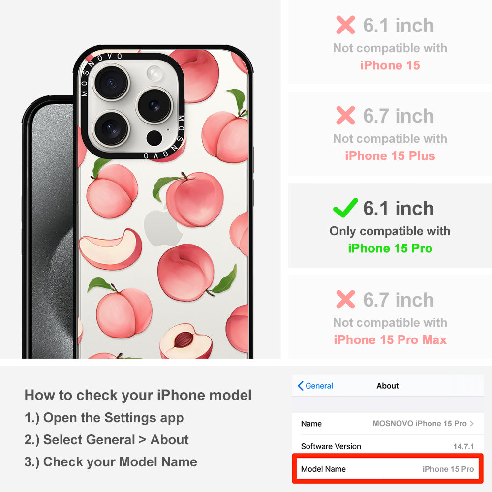 Cute Peach Phone Case - iPhone 15 Pro Case - MOSNOVO