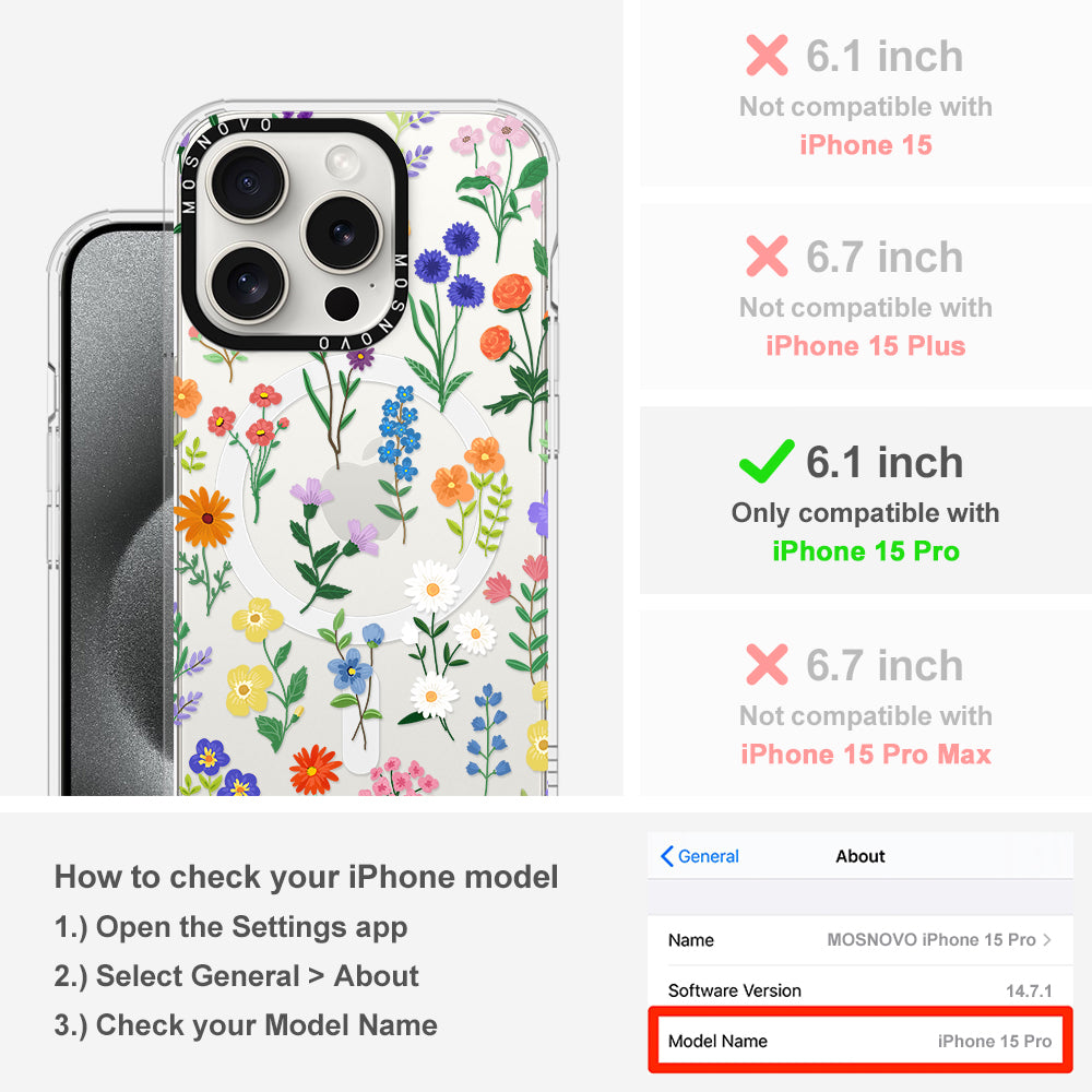Botanical Floral Phone Case - iPhone 15 Pro Case - MOSNOVO