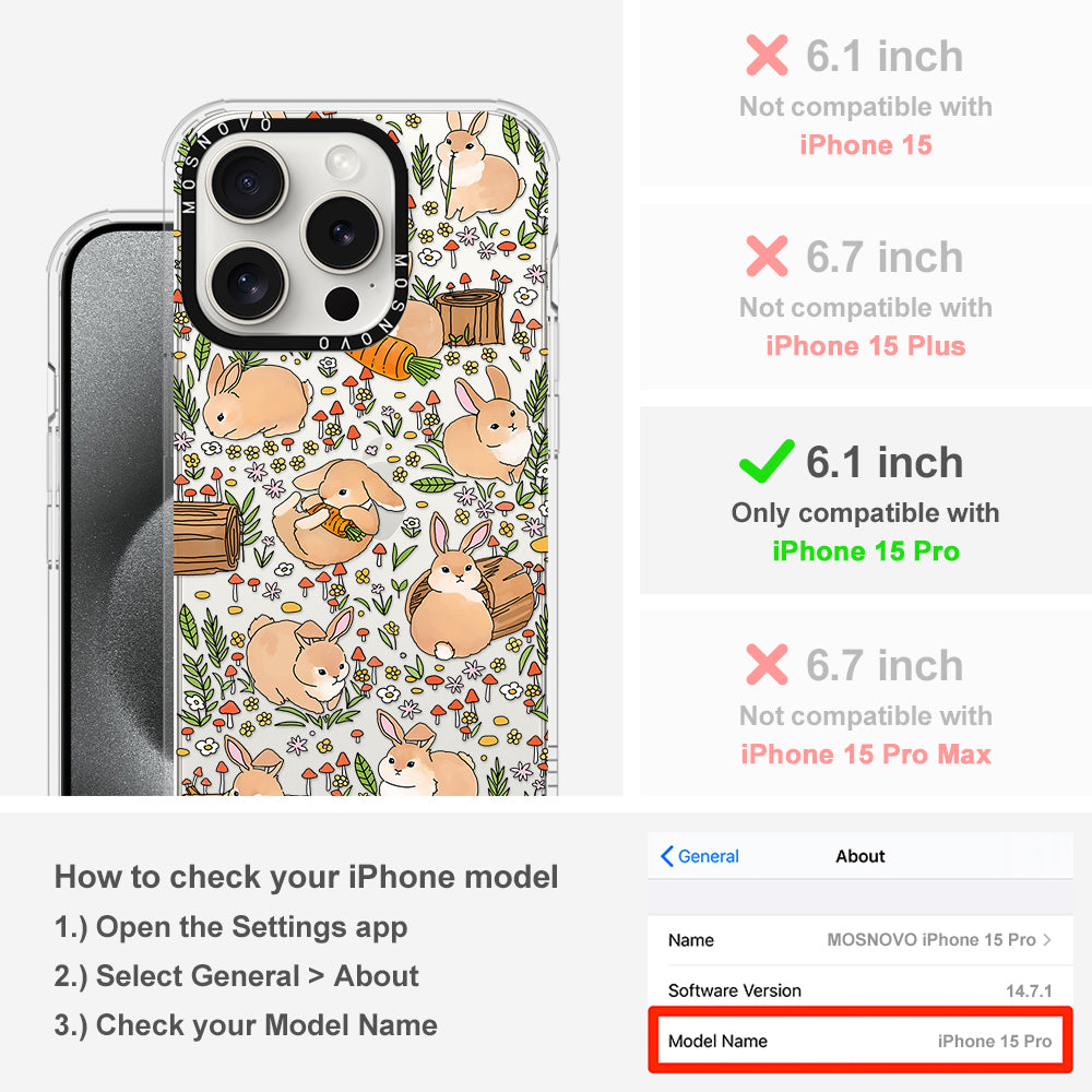 Cute Bunny Garden Phone Case - iPhone 15 Pro Case - MOSNOVO