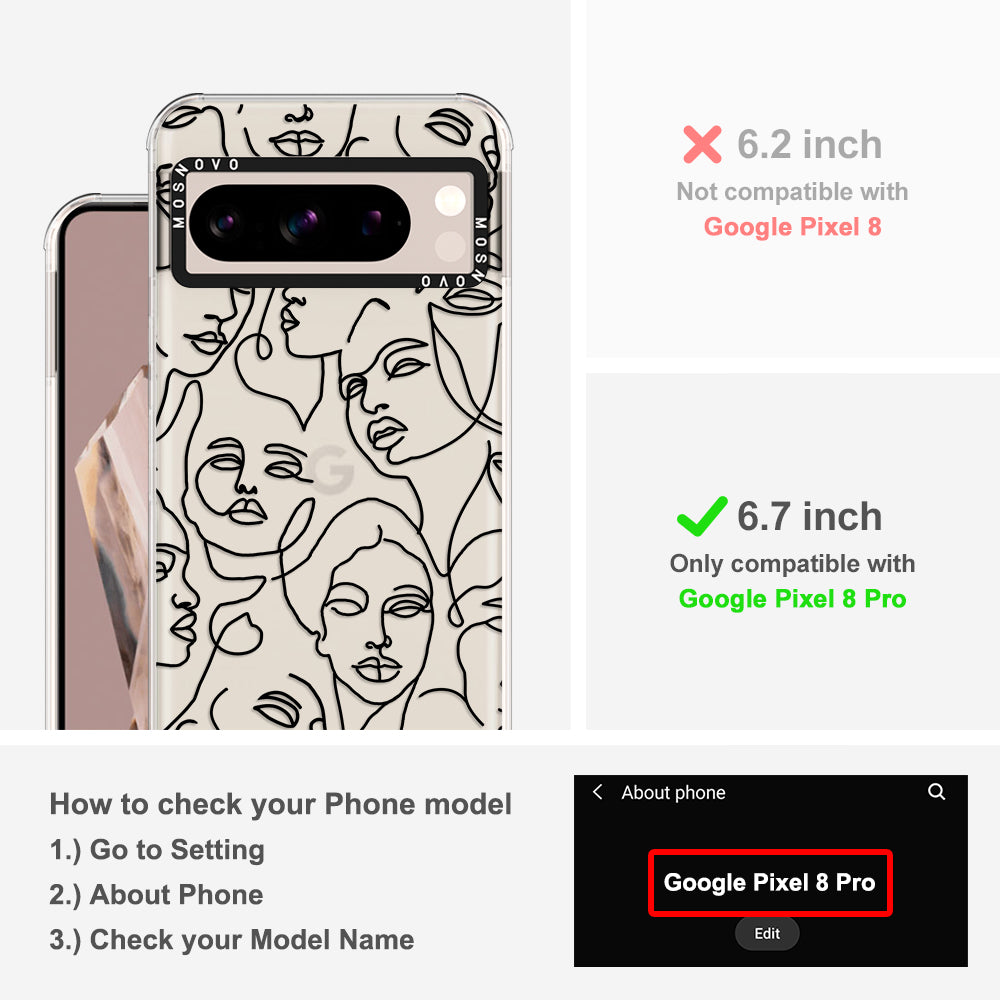 Abstract Face Line Art Phone Case - Google Pixel 8 Pro Case - MOSNOVO