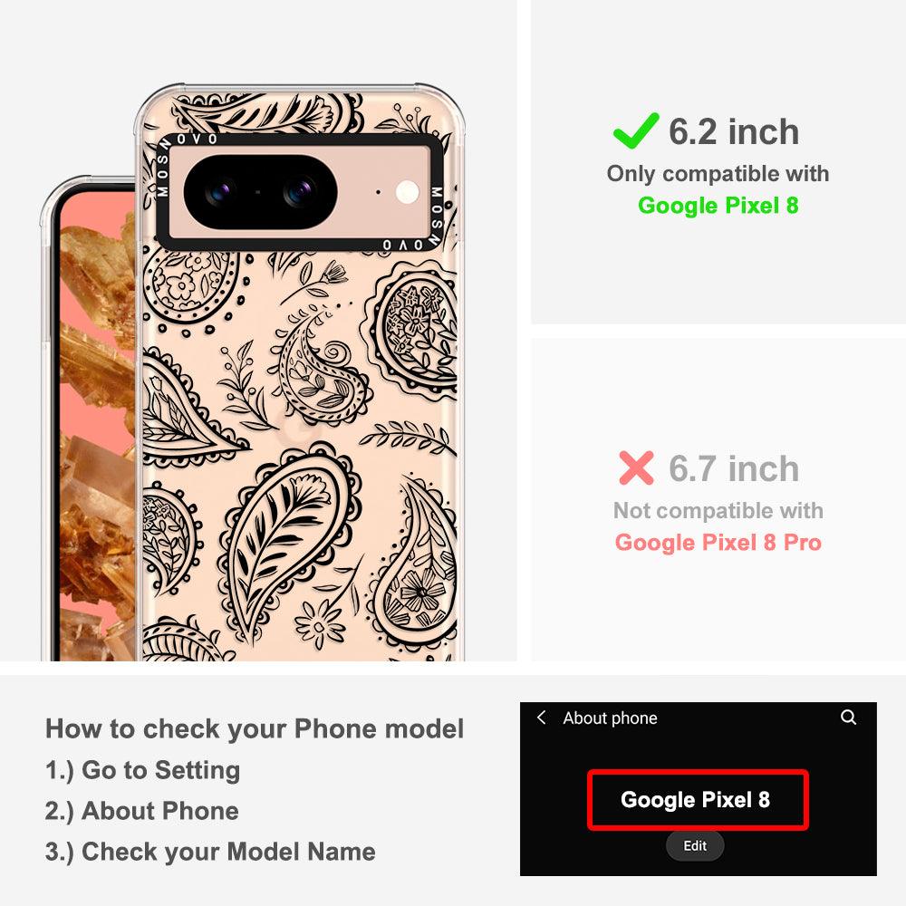 Black Paisley Phone Case - Google Pixel 8 Case - MOSNOVO