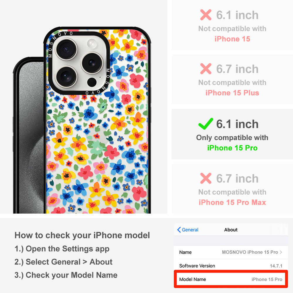 Lovely Floral Flower Phone Case - iPhone 15 Pro Case - MOSNOVO