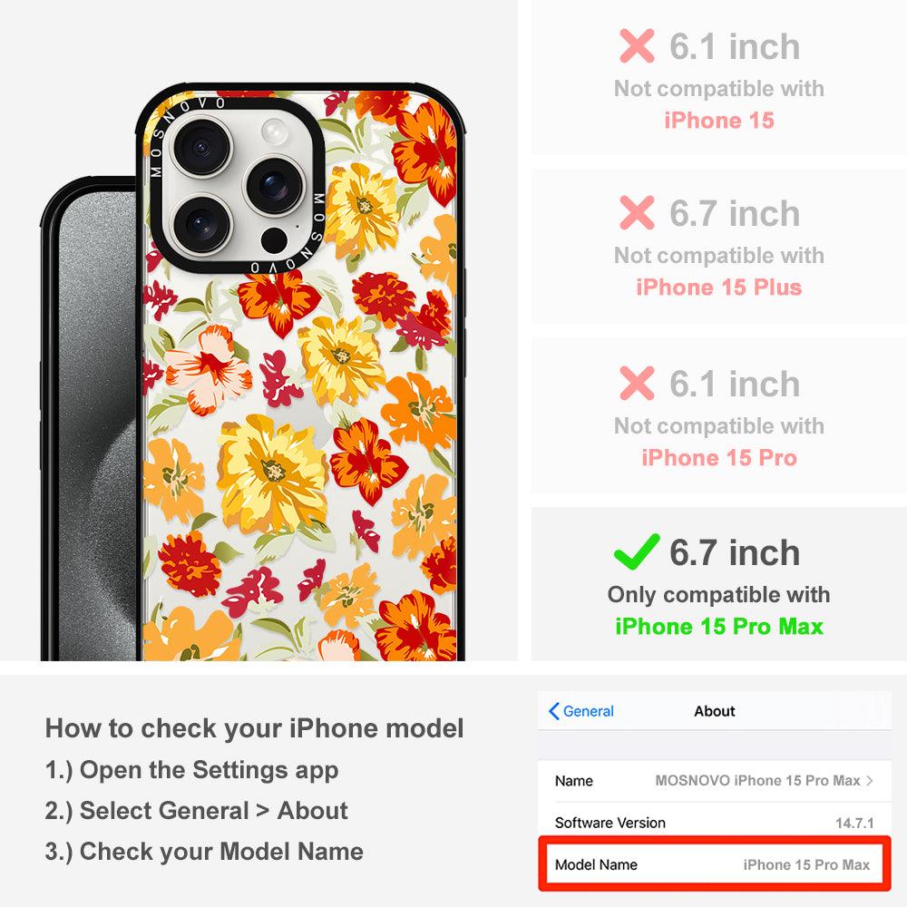70s Boho Yellow Flower Phone Case - iPhone 15 Pro Max Case - MOSNOVO