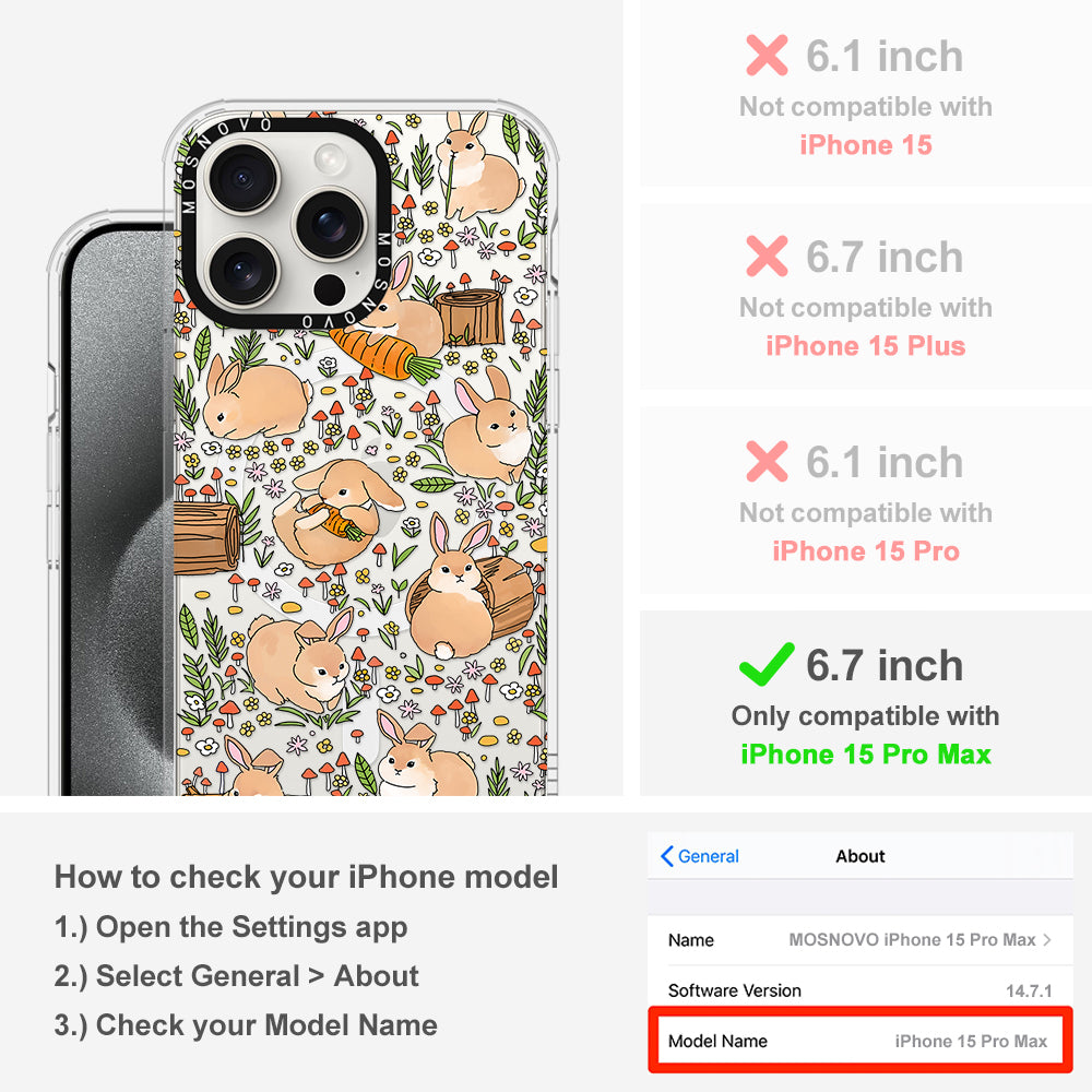 Cute Bunny Garden Phone Case - iPhone 15 Pro Max Case - MOSNOVO