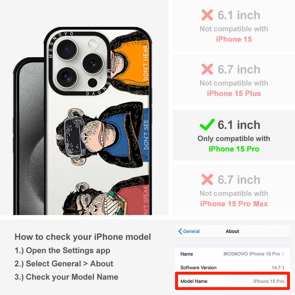 Don't Speak, Don't See,Don't Hear Phone Case - iPhone 15 Pro Case - MOSNOVO