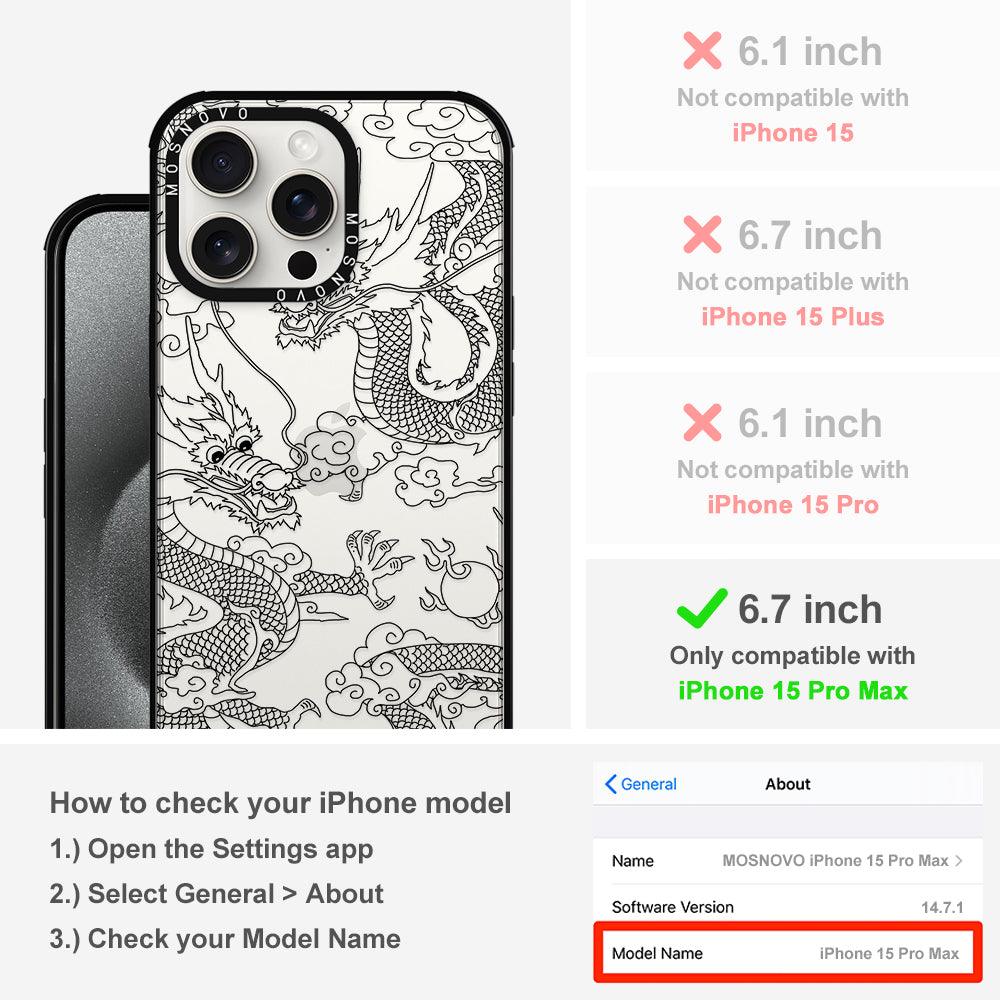 Black Dragon Phone Case - iPhone 15 Pro Max Case - MOSNOVO