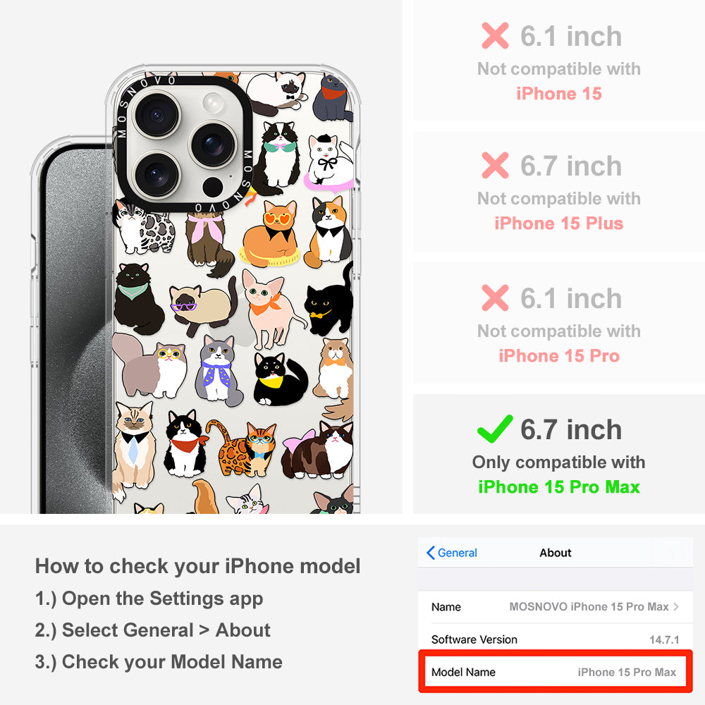 Cute Cat Phone Case - iPhone 15 Pro Max Case - MOSNOVO