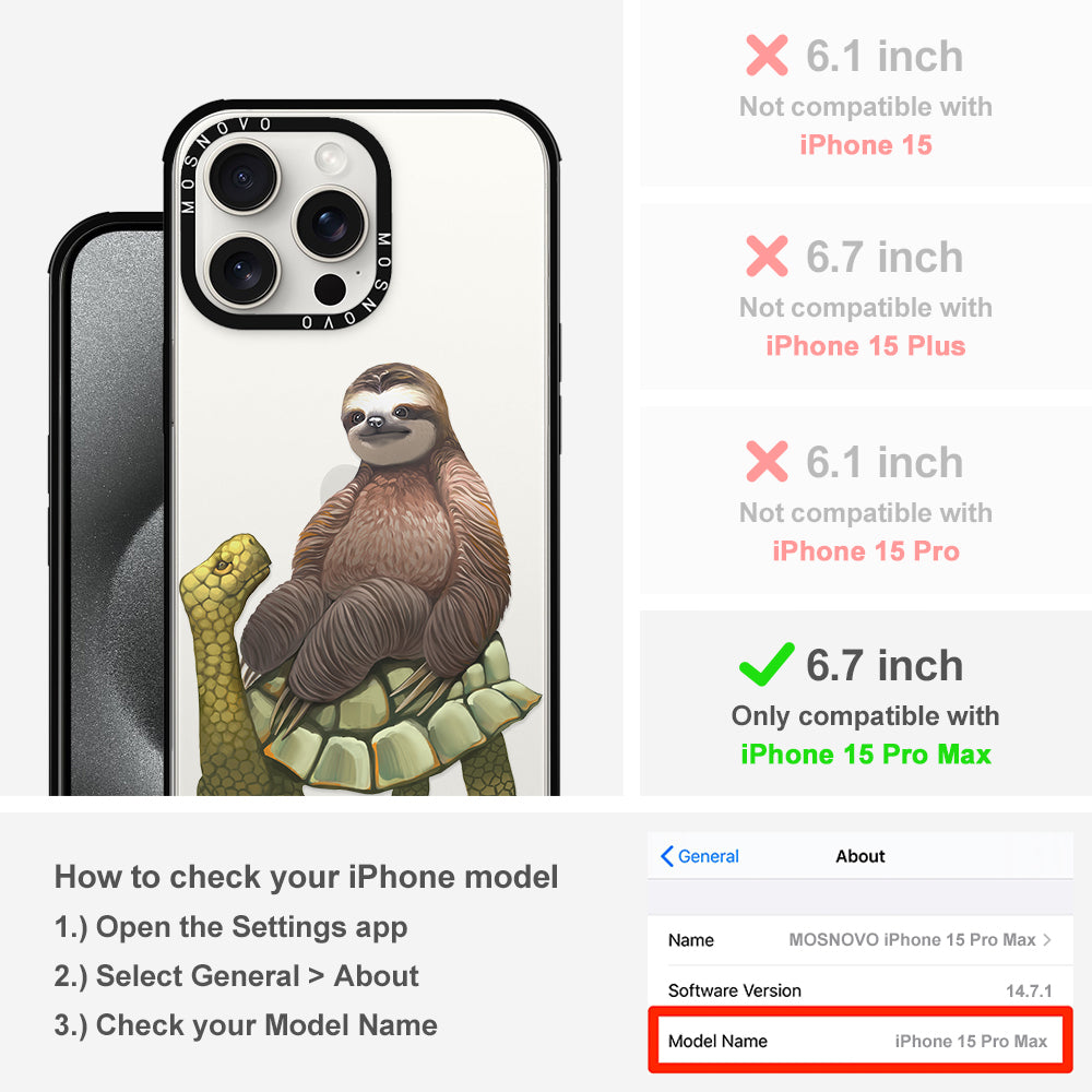 Sloth Turtle Phone Case - iPhone 15 Pro Max Case - MOSNOVO