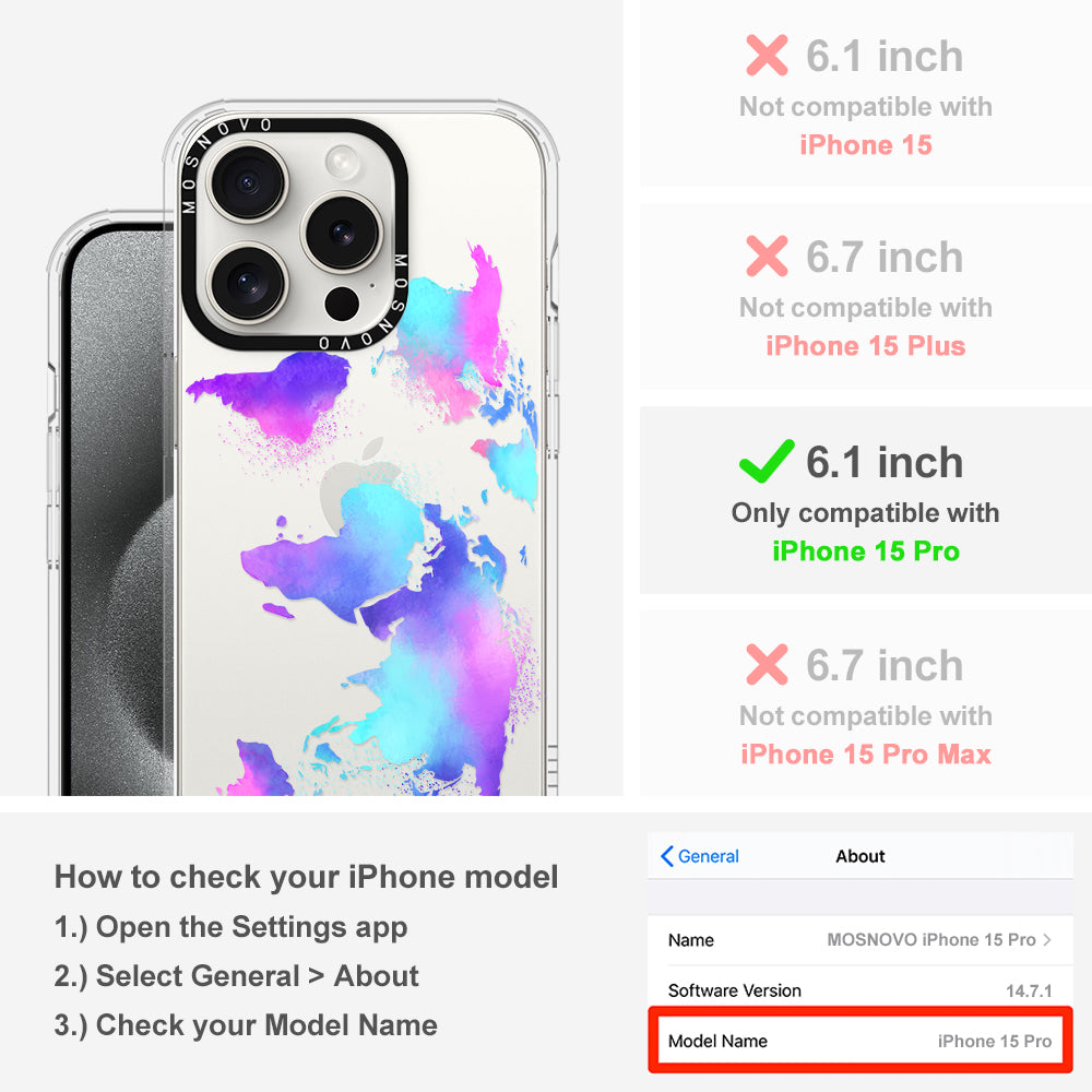 Psychedelic World Map Phone Case - iPhone 15 Pro Case - MOSNOVO