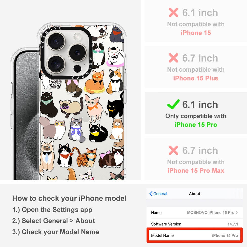 Cute Cat Phone Case - iPhone 15 Pro Case - MOSNOVO