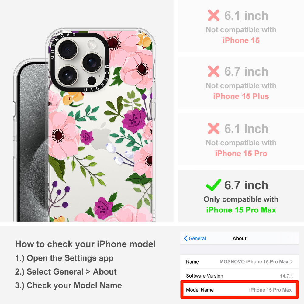 Watercolor Floral Phone Case - iPhone 15 Pro Max Case - MOSNOVO