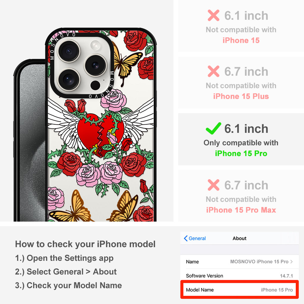 Wing Heart Phone Case - iPhone 15 Pro Case - MOSNOVO