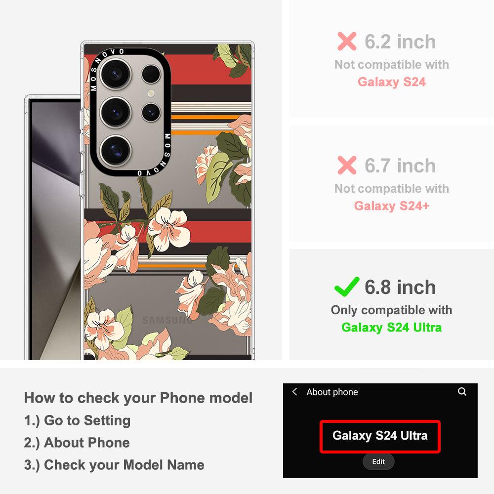 Classic Stripes Floral Phone Case - Samsung Galaxy S24 Ultra Case - MOSNOVO