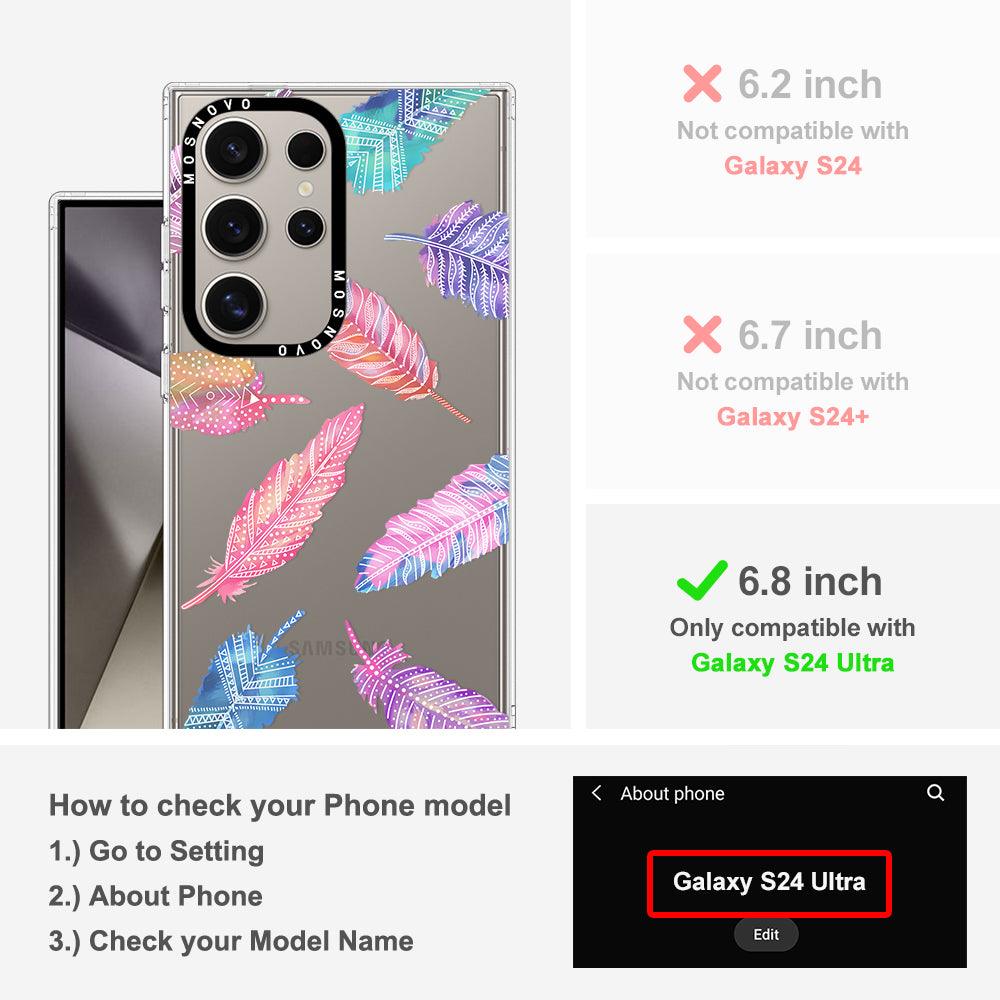 Boho Feather Phone Case - Samsung Galaxy S24 Ultra Case - MOSNOVO