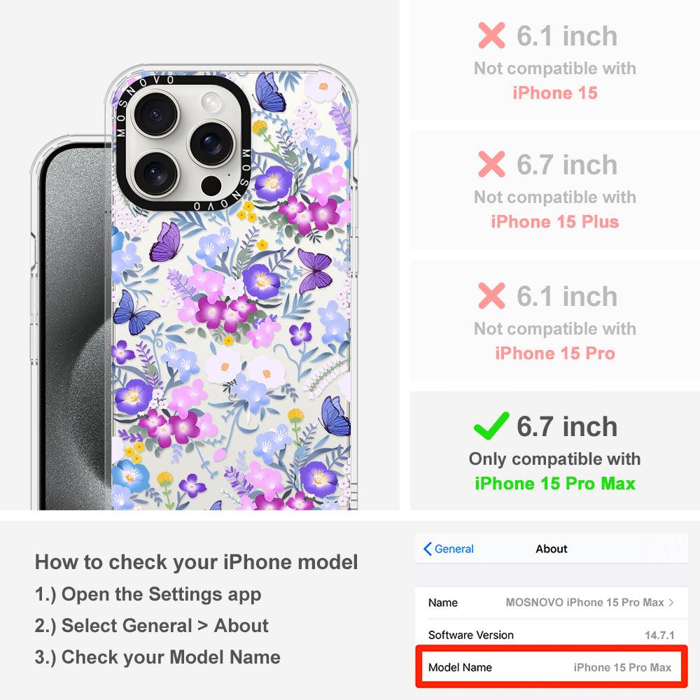 Purple Peri Nemophila Flower Phone Case - iPhone 15 Pro Max Case - MOSNOVO