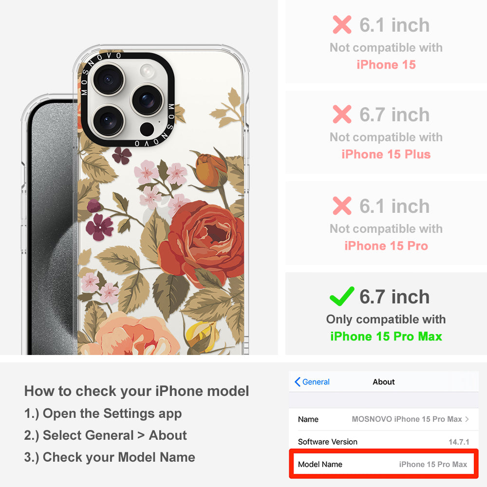 Vintage Roses Phone Case - iPhone 15 Pro Max Case - MOSNOVO