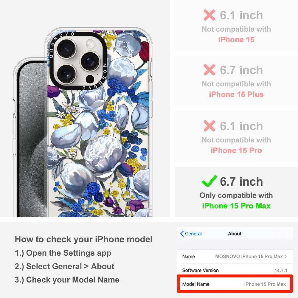 Purple Blue Floral Phone Case - iPhone 15 Pro Max Case - MOSNOVO