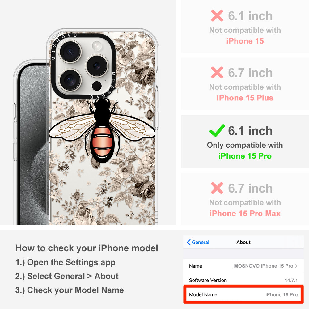 Vintage Bee Phone Case - iPhone 15 Pro Case - MOSNOVO