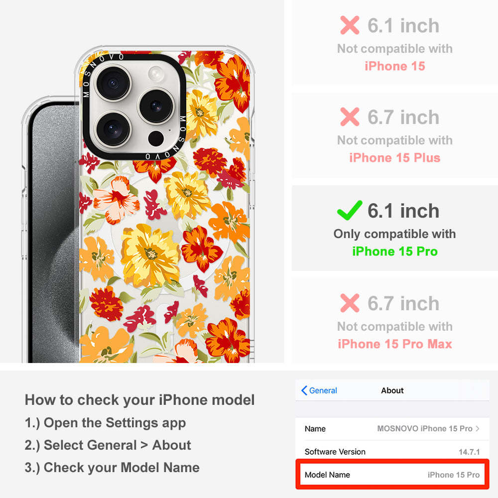 70s Boho Yellow Flower Phone Case - iPhone 15 Pro Case - MOSNOVO