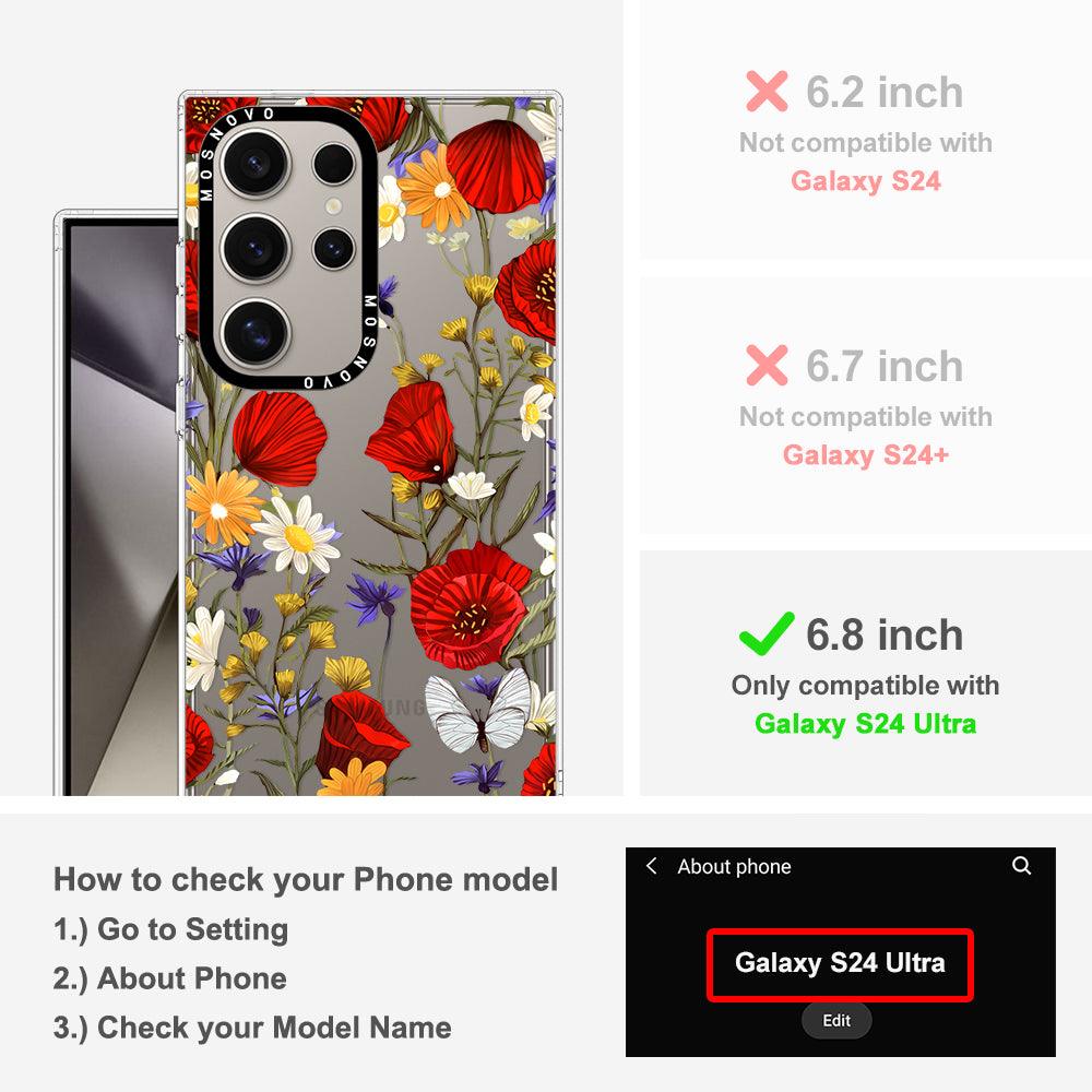 Poppy Floral Phone Case - Samsung Galaxy S24 Ultra Case - MOSNOVO