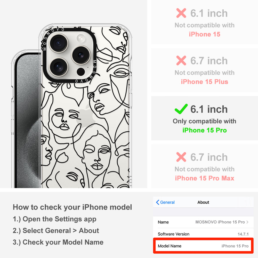 Abstract Face Line Art Phone Case - iPhone 15 Pro Case - MOSNOVO