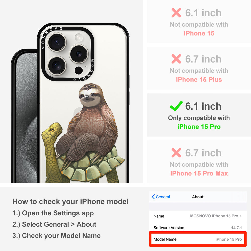 Sloth Turtle Phone Case - iPhone 15 Pro Case - MOSNOVO