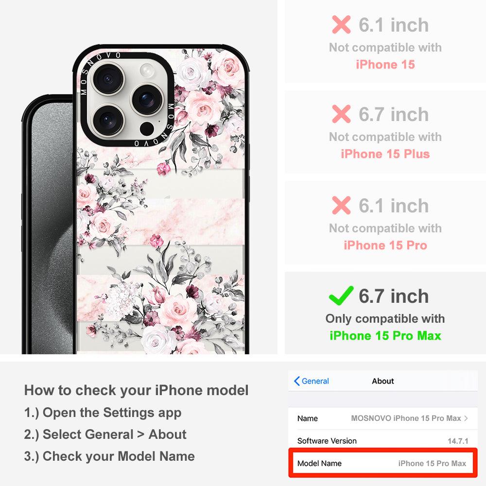 Pink Marble Flowers Phone Case - iPhone 15 Pro Max Case - MOSNOVO