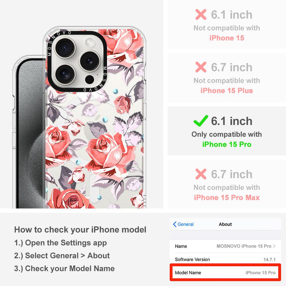 Retro Flower Roses Phone Case - iPhone 15 Pro Case - MOSNOVO