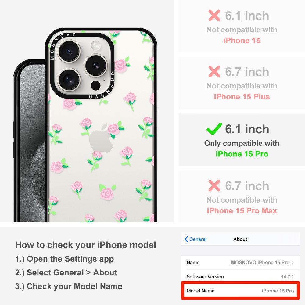 Pink Rose Floral Phone Case - iPhone 15 Pro Case - MOSNOVO