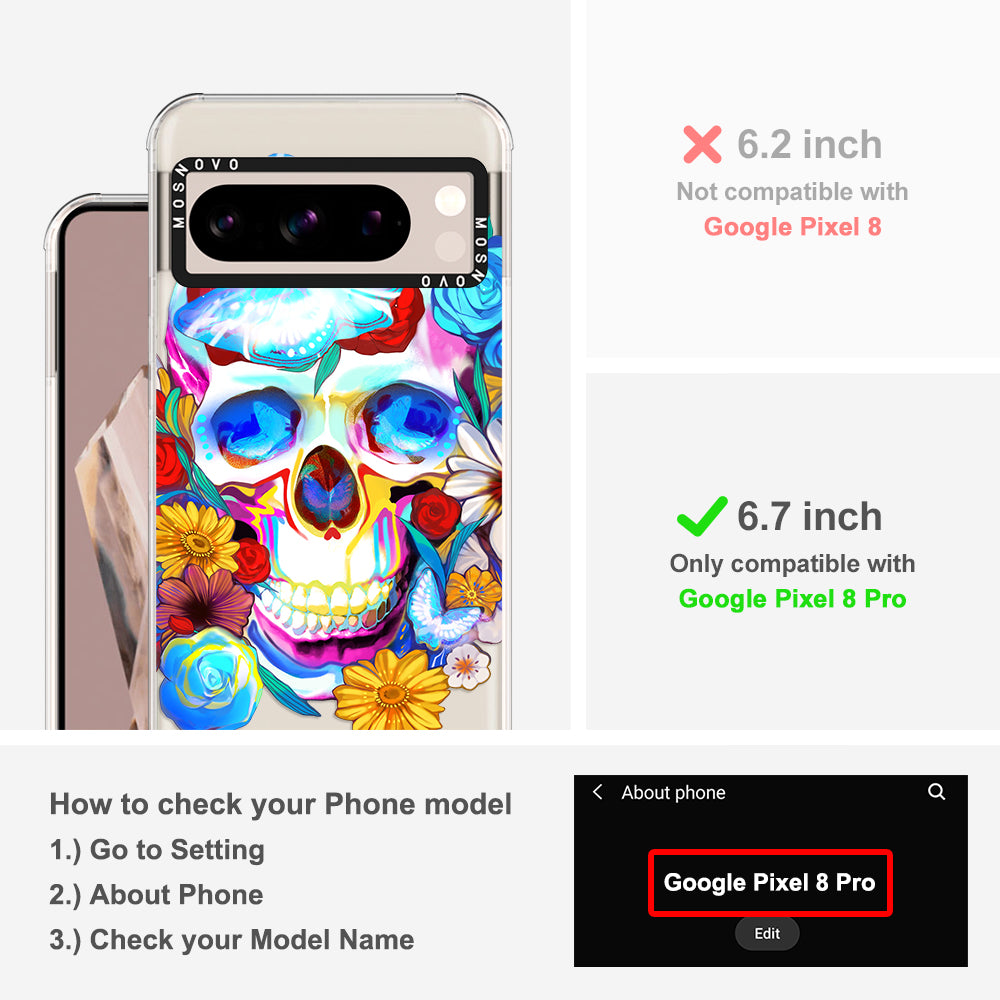 Sugar Flower Skull Phone Case - Google Pixel 8 Pro Case