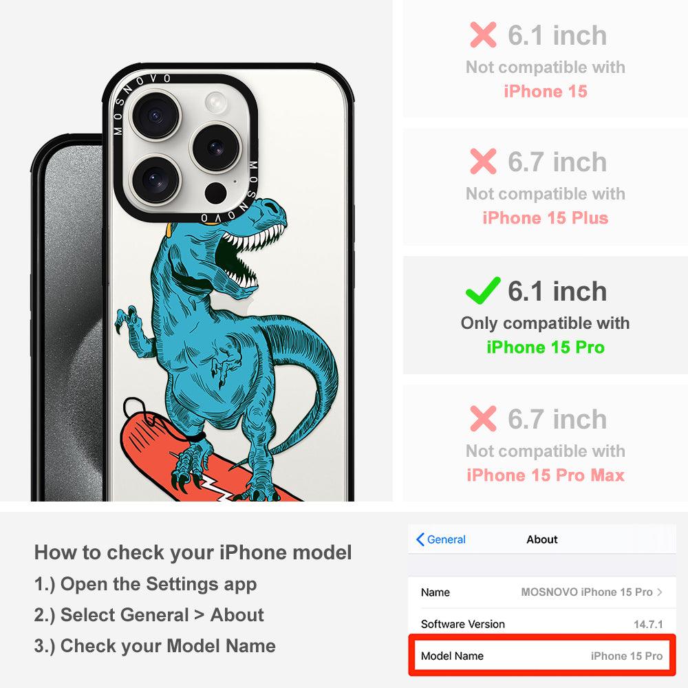 Surfing Dinosaur Phone Case - iPhone 15 Pro Case - MOSNOVO