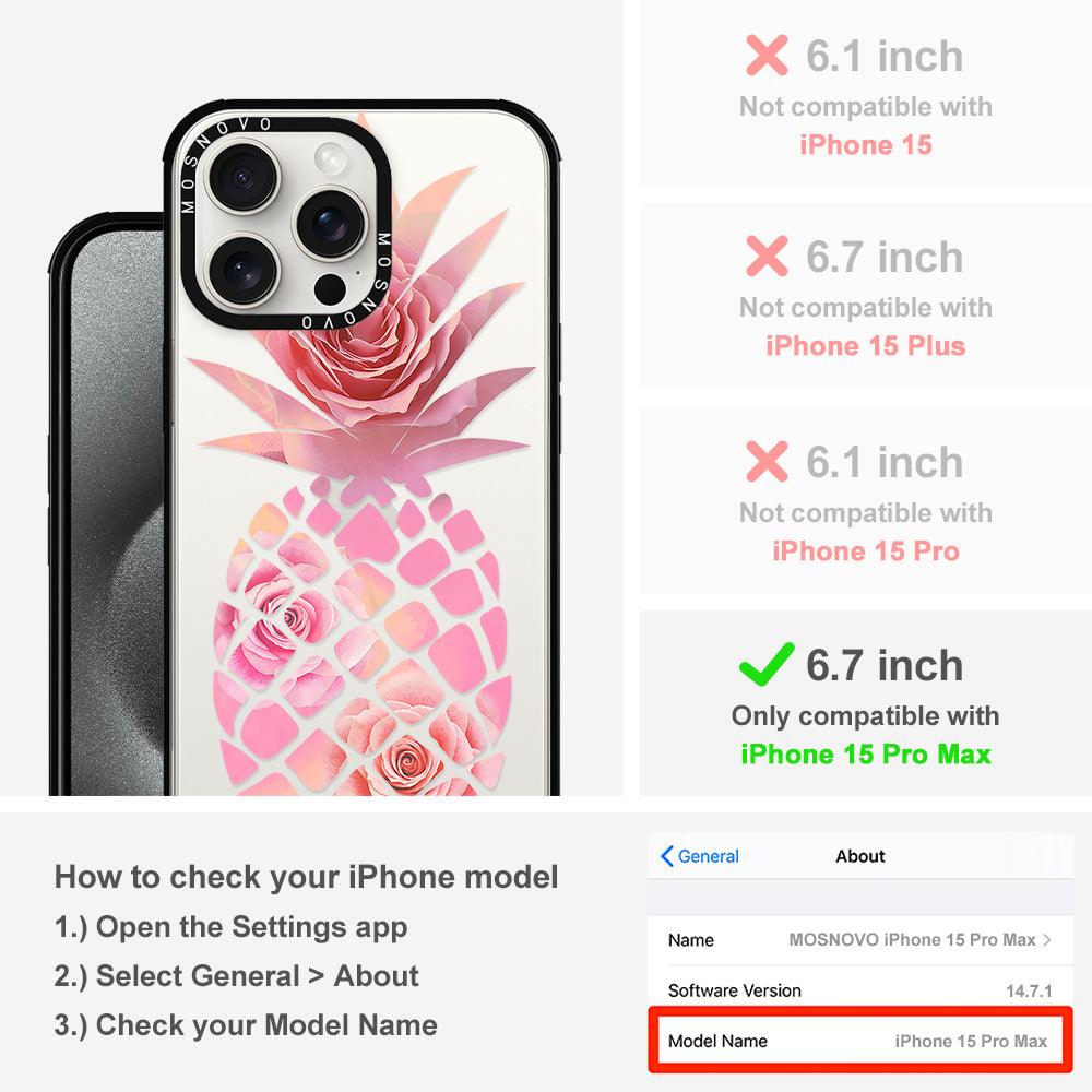 Pink Floral Pineapple Phone Case - iPhone 15 Pro Max Case - MOSNOVO