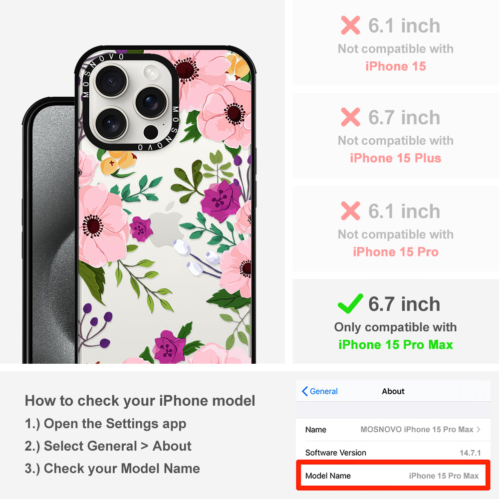Watercolor Floral Phone Case - iPhone 15 Pro Max Case - MOSNOVO