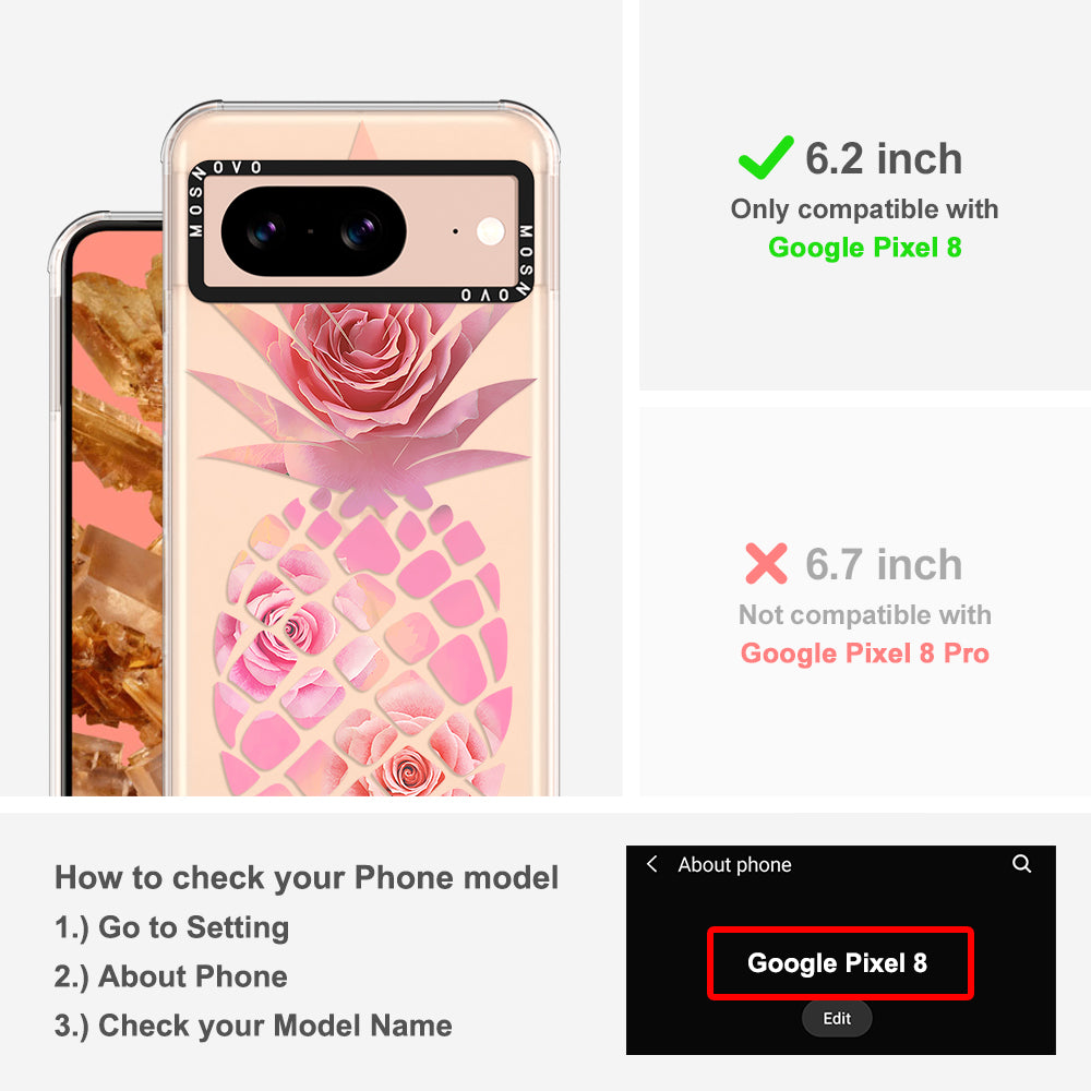 Pink Floral Pineapple Phone Case - Google Pixel 8 Case - MOSNOVO