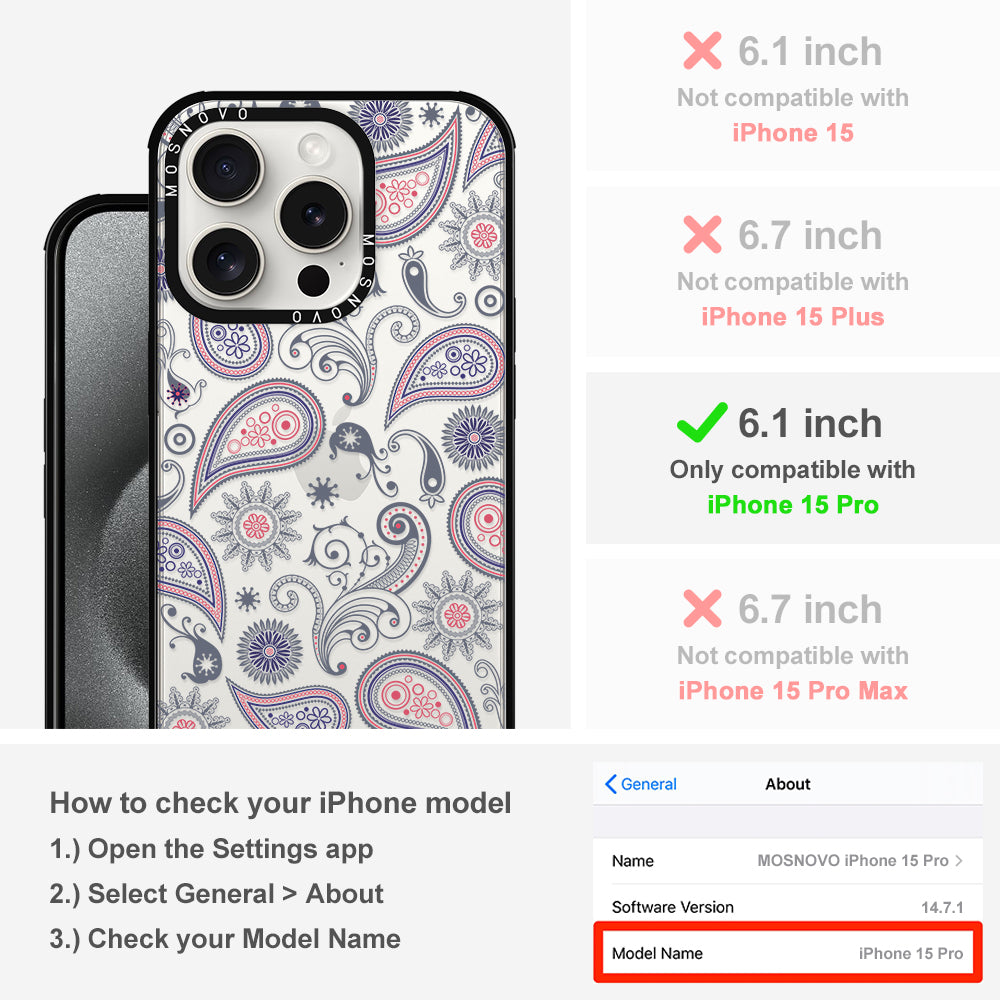 Paisley Phone Case - iPhone 15 Pro Case - MOSNOVO