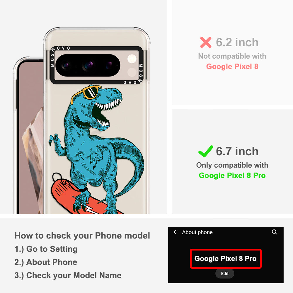 Surfing Dinosaur Phone Case - Google Pixel 8 Pro Case - MOSNOVO