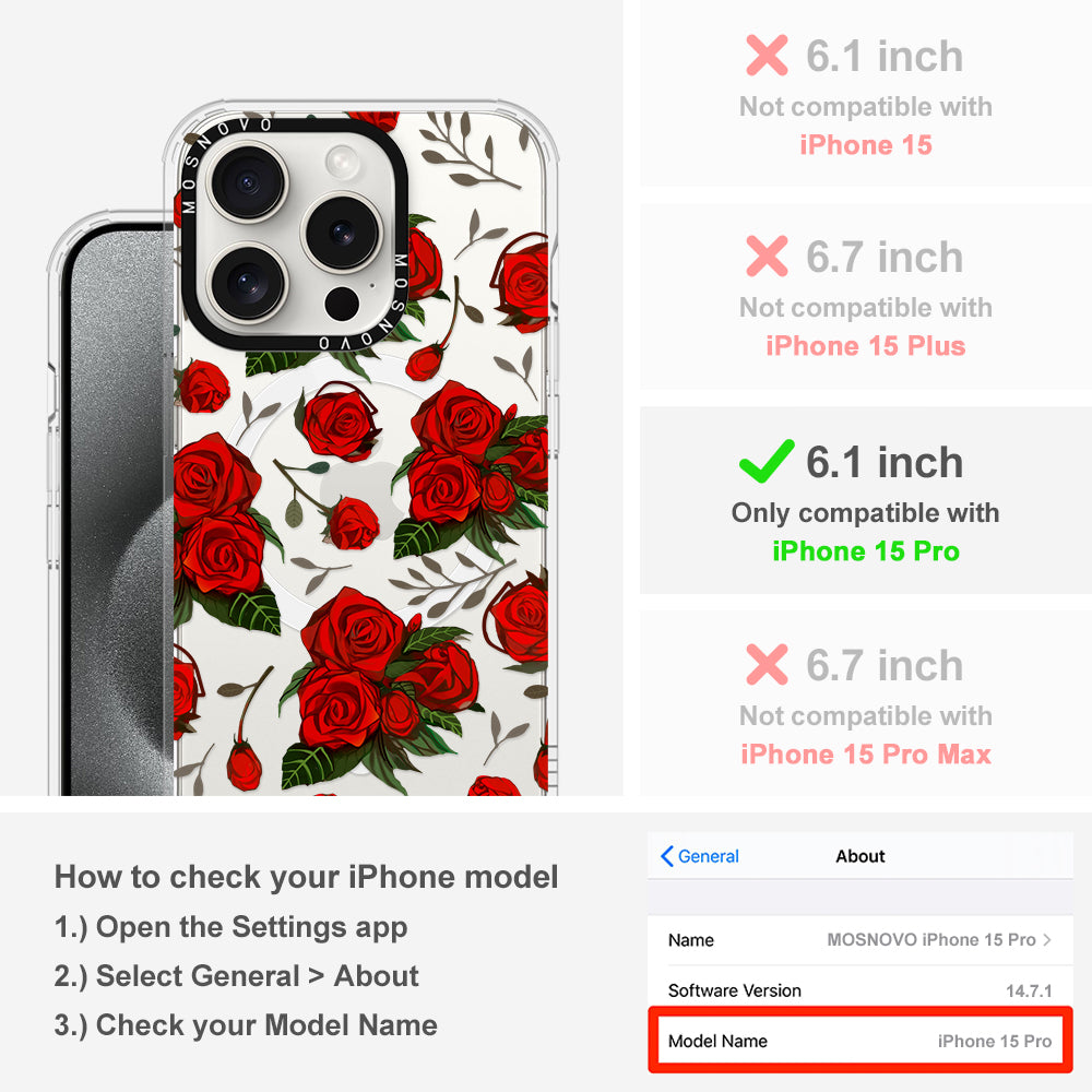 Simply Red Roses Phone Case - iPhone 15 Pro Case - MOSNOVO