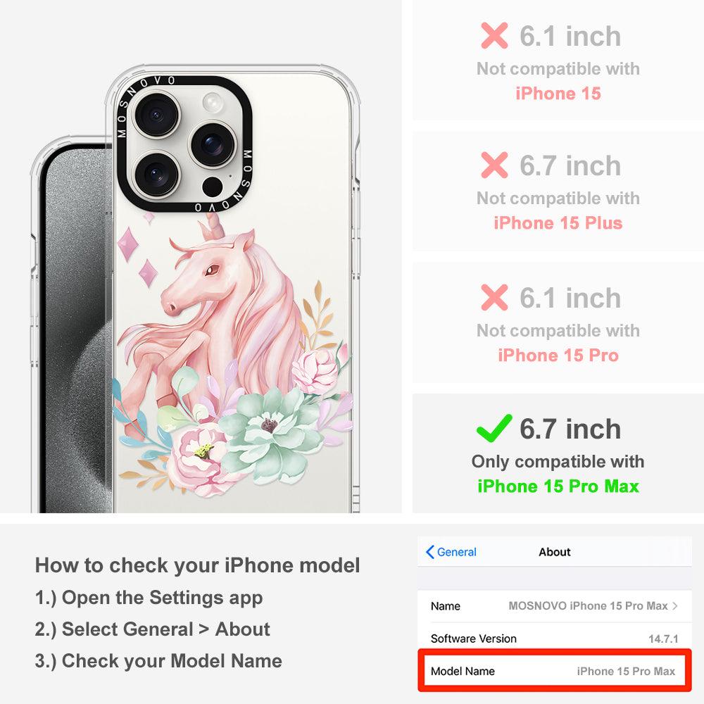 Elegant Flowers Unicorn Phone Case - iPhone 15 Pro Max Case - MOSNOVO