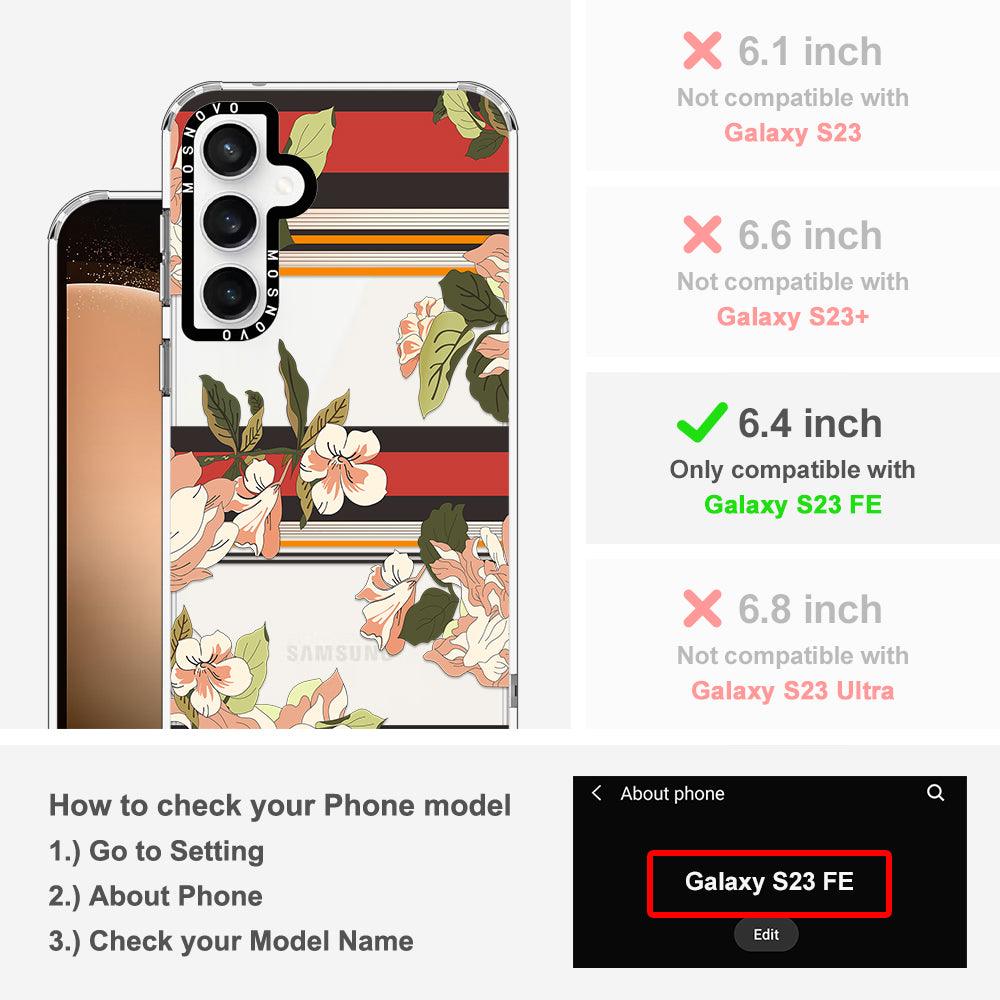 Classic Stripe Floral Phone Case - Samsung Galaxy S23 FE Case