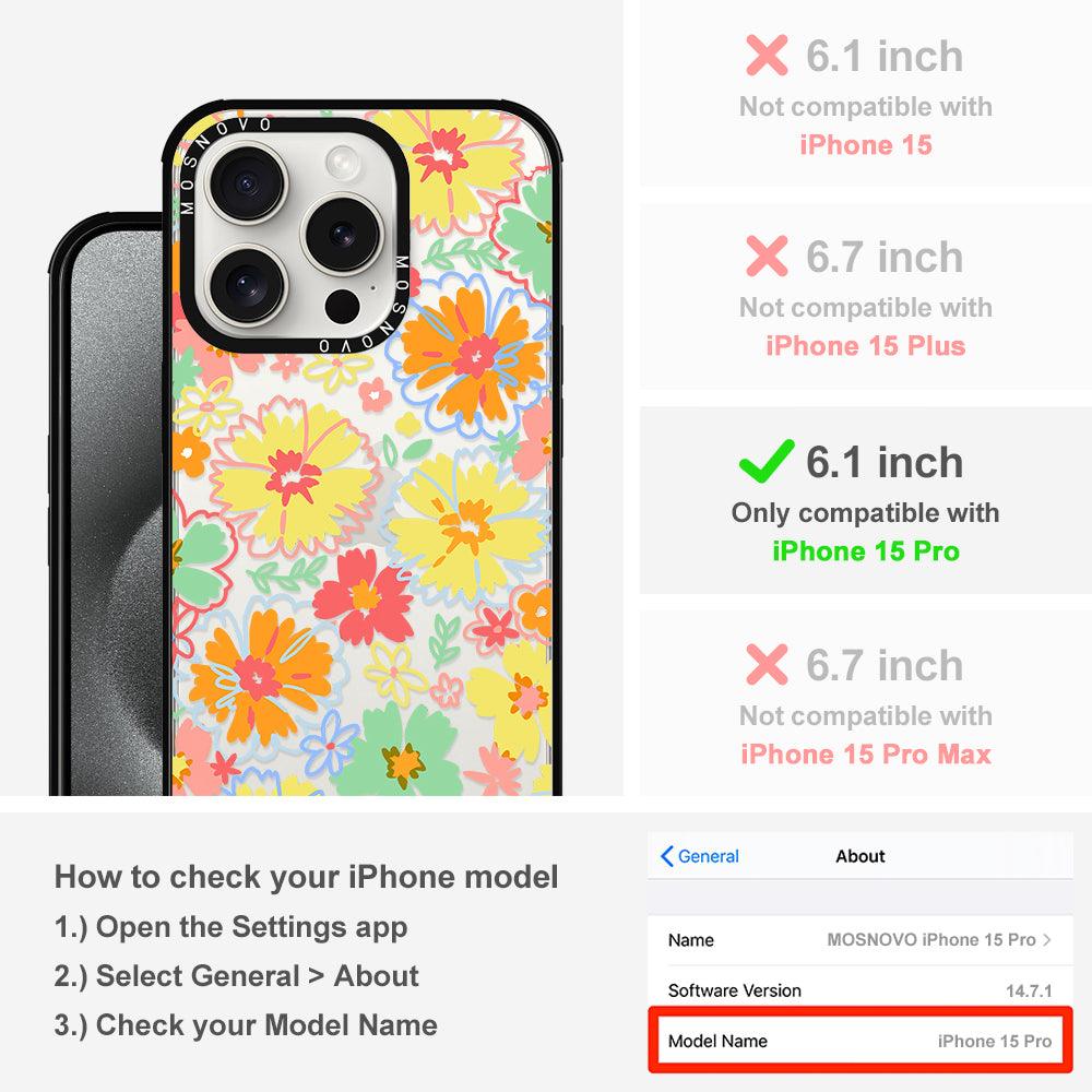 Retro Boho Hippie Flowers Phone Case - iPhone 15 Pro Case - MOSNOVO